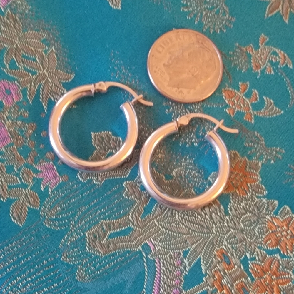 14k White Gold Hoop Earrings (1.9 grams)